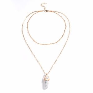 White - Boho Crystal Choker Multi Layer Necklace